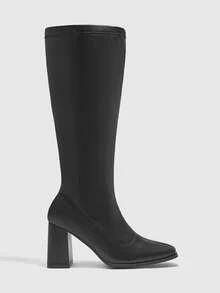 CUCCOO BIZCHIC Women's Pointed Toe Fashionable Black Knee-High Boots - Black - View 2