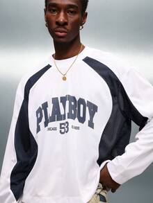 PLAYBOY X SUMWON 短款长袖兔女郎印花网眼T恤