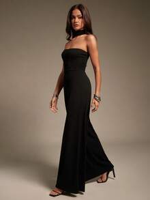 Hauture 性感休闲罗纹纯色两面穿吊带阔腿连体裤 - 黑色 - 查看 3