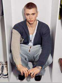 Manfinity Roghcode Men's Fashionable Casual Contrast Color Long Sleeve Button-Up Cardigan Men Knitted Set Clothes Man Men 90s Fashion Cashmere Men Clothing Men Fall Collection Fall Winter Men's Cardigans Sweater - Grey - View 3