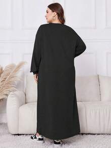 Lacomfia Plus Size Casual Butterfly Print Long Hoodie, Autumn - Dark Grey - View 2