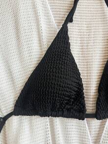 SHEIN Swim 吊脖三角形側繫帶比基尼泳裝