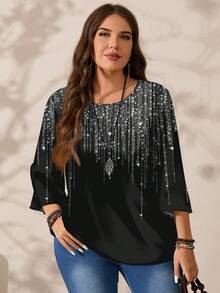 EMERY ROSE 女士休闲亮片衬衫，适合派对、新年及秋冬季穿着 - 彩色 - 查看 7