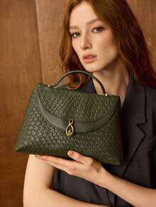 MOTF PREMIUM 纹理PU皮革手提包 - 胡桃綠 - 查看 6