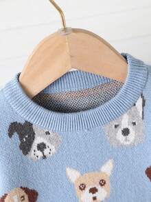 Souflis Souflis 幼儿男童时尚提花针织毛衣长袖套头衫和裤子套装，秋冬