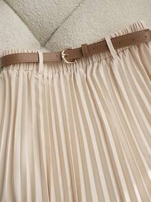 Franclia Casual Commuting Versatile Solid Color Khaki Women's Button-Down Shirt Top With Women's Skirt Pleated Skirt Long Skirt With A Belt Spring And Autumn Khaki Women's Suits Women's Two-Piece Suits Women's Suit Skirts Autumn Clothing Women's Casual Clothing Women's Teacher Clothing Autumn Clothing Autumn Women's Clothing Women's Two-Piece Suits Clothes For University Fall Cloth For Women