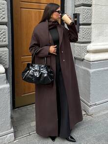 Aloruh Áo khoác cardigan dài siêu dài, khăn quàng cổ dệt kim vô cực thanh lịch dành cho nữ, quần áo thu đông dành cho nữ, quần áo thu đông dành cho nữ - màu nâu - Xem 5