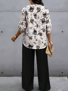 Bộ đồ dài tay 2 món in họa tiết ngẫu nhiên cỡ lớn, Thu/Đông - Nhiều màu - Xem 2