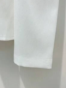 Franclia 女士优雅衬衫，轻盈奢华，适合派对和约会。感恩节衬衫，圆领，手工串珠装饰，腰部下摆，后背拉链。白色女士衬衫，女士冬季服装，女士优雅衬衫，圣诞节套头衫，女士衬衫，新年服装 - 白色 - 查看 4