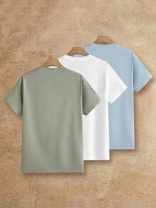 HIMLAND 3 件装男士休闲圆领针织短袖 T 恤，基本款 T 恤