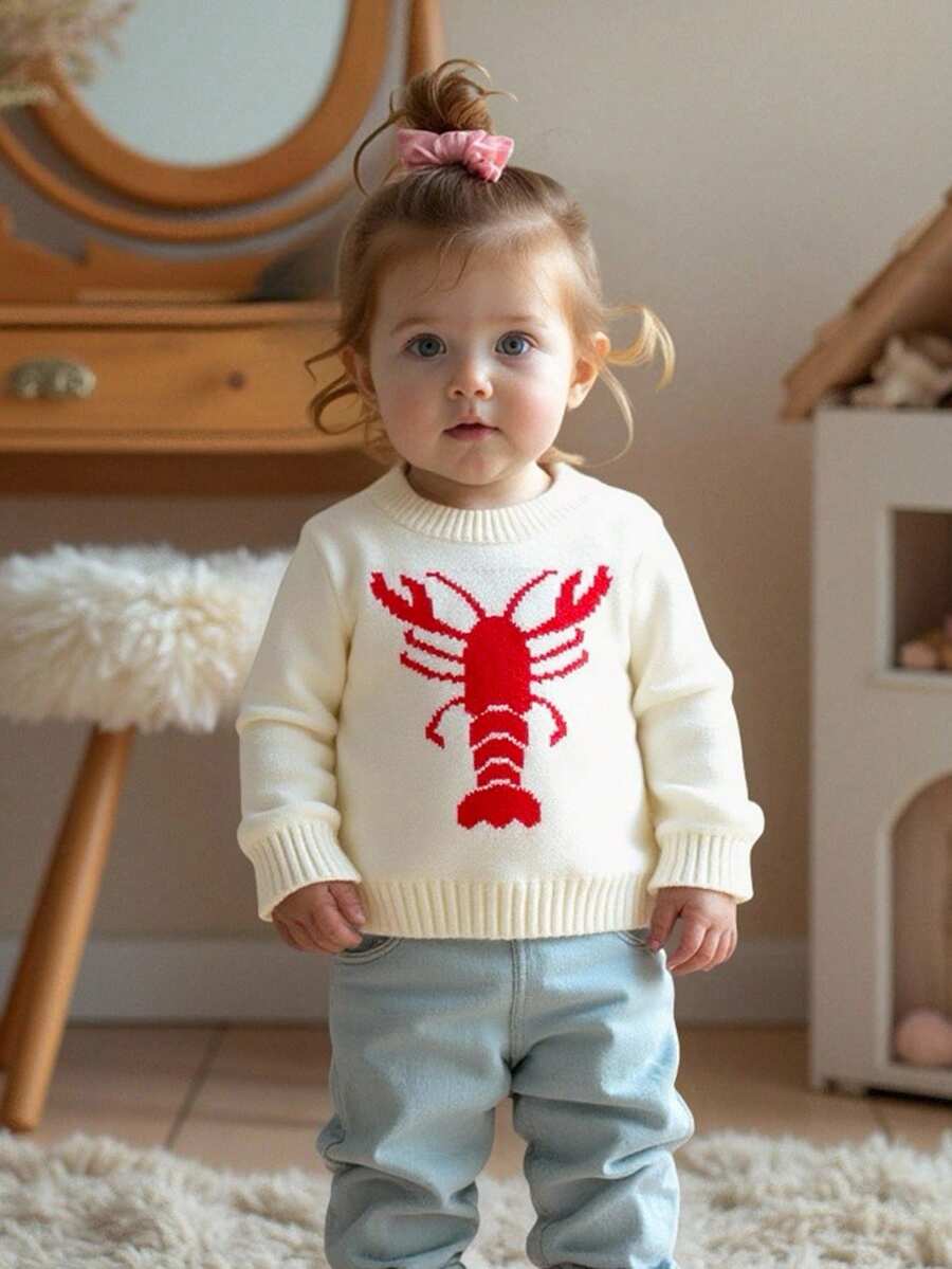 Baby Mädchen gestrickter Rundhals Langarm Pullover, Beige, vielseitig für Herbst/Winter, geeignet für Schule, Zuhause, Alltag, Ausflüge und Reisen