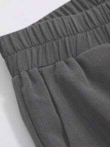 Dazy Plus Pantaloni casual a vita alta elasticizzati, tinta unita, taglie comode, colore nero, adatti per tutte le stagioni