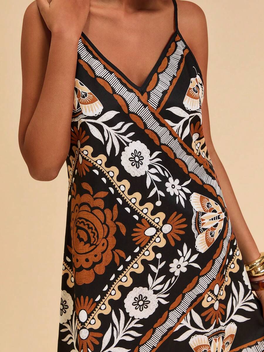 Travachic 度假编织复古印花细肩带女式迷你连衣裙 - 彩色 - 查看 1