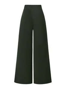 EMERY ROSE Women's Solid Color Minimalist Knit Pants, Casual Everyday Wear - Army Green - View 2