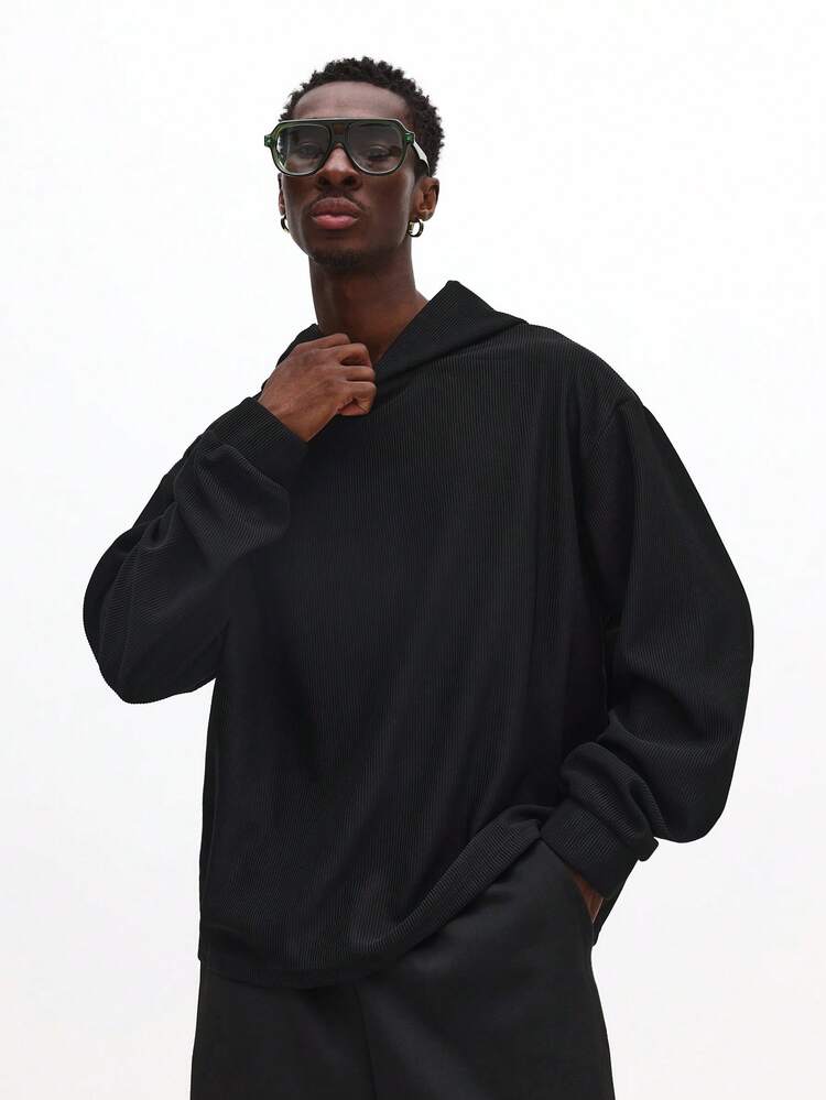 Sweat à capuche texturé côtelé avec cordon de serrage