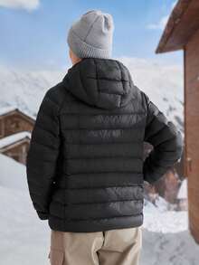 In My Nature Women's Solid Color Hooded Outdoor Jacket, Winter - Black - View 2