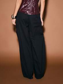 KIZN 阔腿裤 高腰垂坠长裤 正式晚装 飘逸裤 - 黑色 - 查看 2