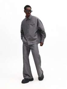 SUMWON Men's Relaxed Button-Down Shirt And Wide Leg Pants Coordinate Set For Casual Spring Summer Outfits Plain - Grey - View 6