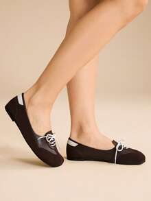 CUCCOO EASI Zapatos de mujer de punta redonda negros, estilo Mary Jane de punta dividida, estilo campus - Marrón - Ver 9