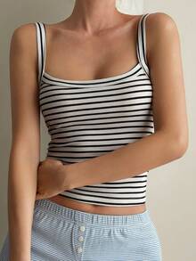 Livesso Women's Slim Fit Striped Casual Top, Suitable For Autumn And Winter