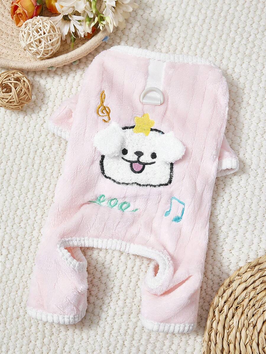 PETSIN Adorable Four-Legged Fleece Pet Outfit – Extra Warm Windbreak Jumpsuit For Small Dogs, Cats, And Tiny Animals, Perfect For Everyday Indoor/Outdoor Adventures - Pink - View 1