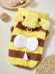 PETSIN 秋冬款天鹅绒背心和连帽衫，适合猫狗 - 保暖宠物服装，牵引扣设计，泰迪熊和小动物休闲装，室内外均可使用，幼犬用品 - 黃色 - 查看 1