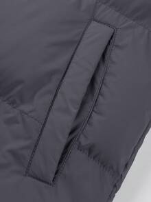 Manfinity Homme Áo khoác nam dáng rộng, có mũ trùm đầu, khóa kéo, tay dài, không lót lông, không kèm áo len, áo khoác mùa đông nam, áo khoác ngoài mùa đông. - Màu xám đen - Xem 6