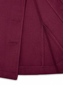 Franclia 女士荷叶边领长袖短款外套，冬季 - 酒紅色 - 查看 6