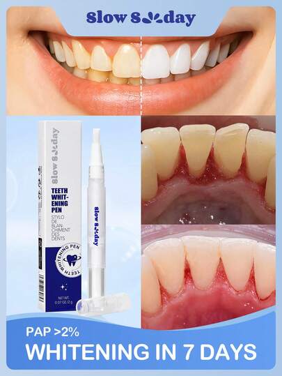 Slow Sunday Teeth Whitening Pen, Get Rid Of  Smoke Stains, Coffee Stains, Tea Stains, Keep Your Mouth Clean And White,, Good Gift For Holiday, Party, Travel, Outdoor Activity, For Valentine'S Day, Valentines Gift, Suitable For Spring Personal Care