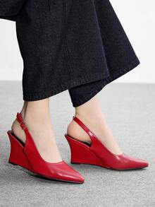 CUCCOO BIZCHIC Giày cao gót đế xuồng mũi nhọn màu đỏ tía quai sau thoải mái, thanh lịch cho nữ - Màu Đỏ Sâu - Xem 3