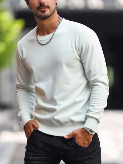 Manfinity Homme 男士休闲纯色针织毛衣，秋冬