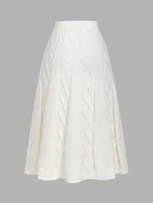 SHEIN MOD 米色高腰麻花针织百搭半身裙，秋冬