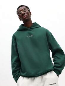 SUMWON 涂鸦印花套头连帽衫，配有抽绳和中央口袋，适合休闲街头服饰 - 綠色 - 查看 5