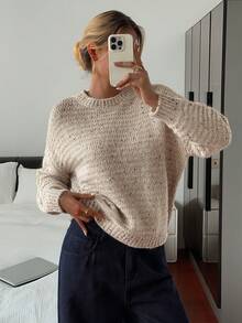 DAZY Oversized Colorful Sequin Painting Effect Sweater For Women - Apricot - View 4