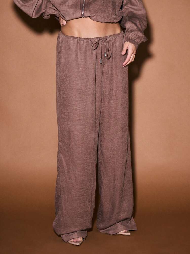 KIZN Wide Leg High Waist Palazzo Pants With Drawstring