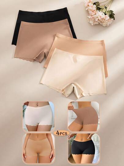 SHEIN 4 peças/Conjunto de Calcinhas Sem Costura de Cor Sólida Femininas