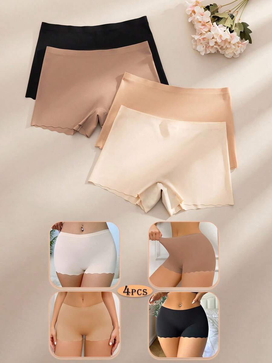 SHEIN 4pcs/Set Women's Seamless Solid Color Briefs - Multicolor - View 1