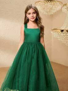 Weihnachtsparty Mädchen Hochwertig Festliches Kleid, Kinder Gastgeber Klavier Auftritt Prinzessin Abendkleid, Elegantes Tüllkleid