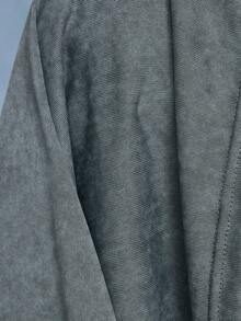 ROMWE MEN Casual 男士落肩长袖半扣撞色宽松舒适套头卫衣 - 深灰色 - 查看 8