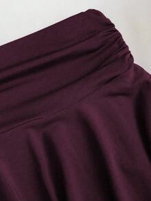 Sweetra 女士夏季古铜色金属花朵装饰吊带背心和褶皱多层迷你裙套装 - 中紫紅色 - 查看 7