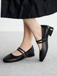 CUCCOO BIZCHIC Women's Fashion Black Buckle Design Daily Commute High Heel Pumps - Black - View 2