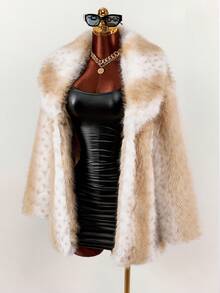 Amplova Áo khoác lông nhân tạo cho nữ, trang phục thường ngày ấm áp khi ra ngoài vào mùa thu/đông - Nhiều màu - Xem 3