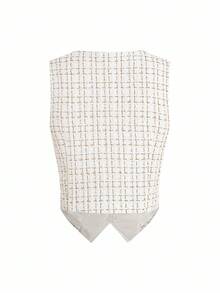 Ellevyn Bộ vest và quần kiểu Pháp thanh lịch dành cho nữ, chất liệu vải lanh, trang phục đi làm cho mùa thu - trắng - Xem 9