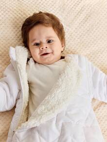 Cozy Pixies 1 pieza de ropa de cama para bebé, saco de dormir acolchado con patrón de estrellas, grueso y cálido, con mangas desmontables - Blanco - Ver 8