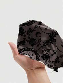 ROMWE Gothic Cat Palace Rose Cross Sun Moon Star All-Over Print Mini Dress For Women - Grey - View 5