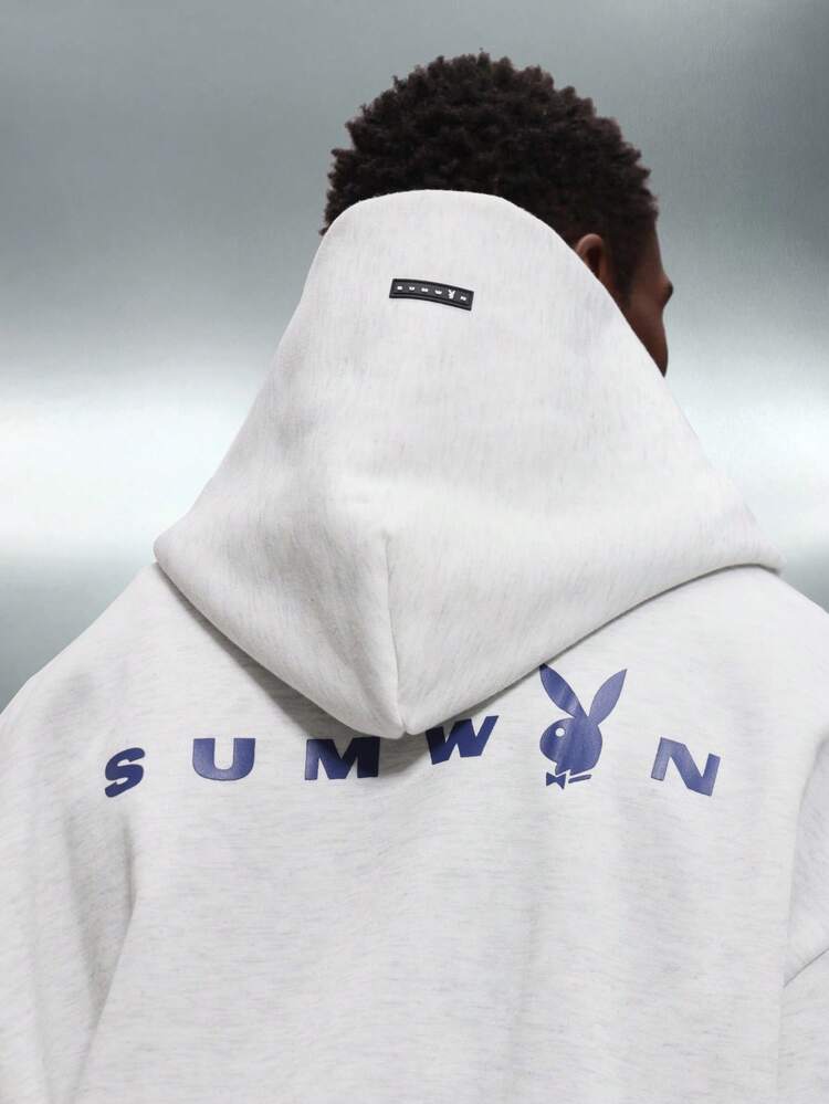 PLAYBOY X SUMWON Full Zip Hoodie With Split Pockets And Drawstring Hood