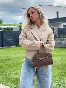 Jeta Ari New Khaki Three-Dimensional Pocket Belt Women's Trench Coat - Khaki - View 7