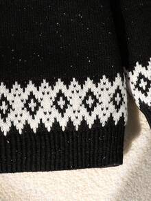 SHEIN Kleine Jungen Rundhalsausschnitt Langarm gepunkteter Aprikose Modischer Kleine Jungen Pullover, asymmetrisches gemusterter Strick Pullover, lässiges einzigartiges Design, Herbst/Winter