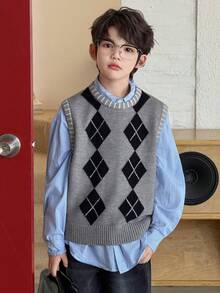 DAZY Tween Boys Sweater, Fall Vest - Grey - View 5