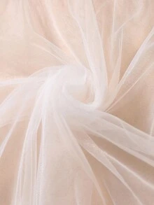 DelicateAllure Váy ngủ Babydoll ren chắp vá gợi cảm màu tương phản nơ mỏng dành cho nữ - trắng - Xem 4